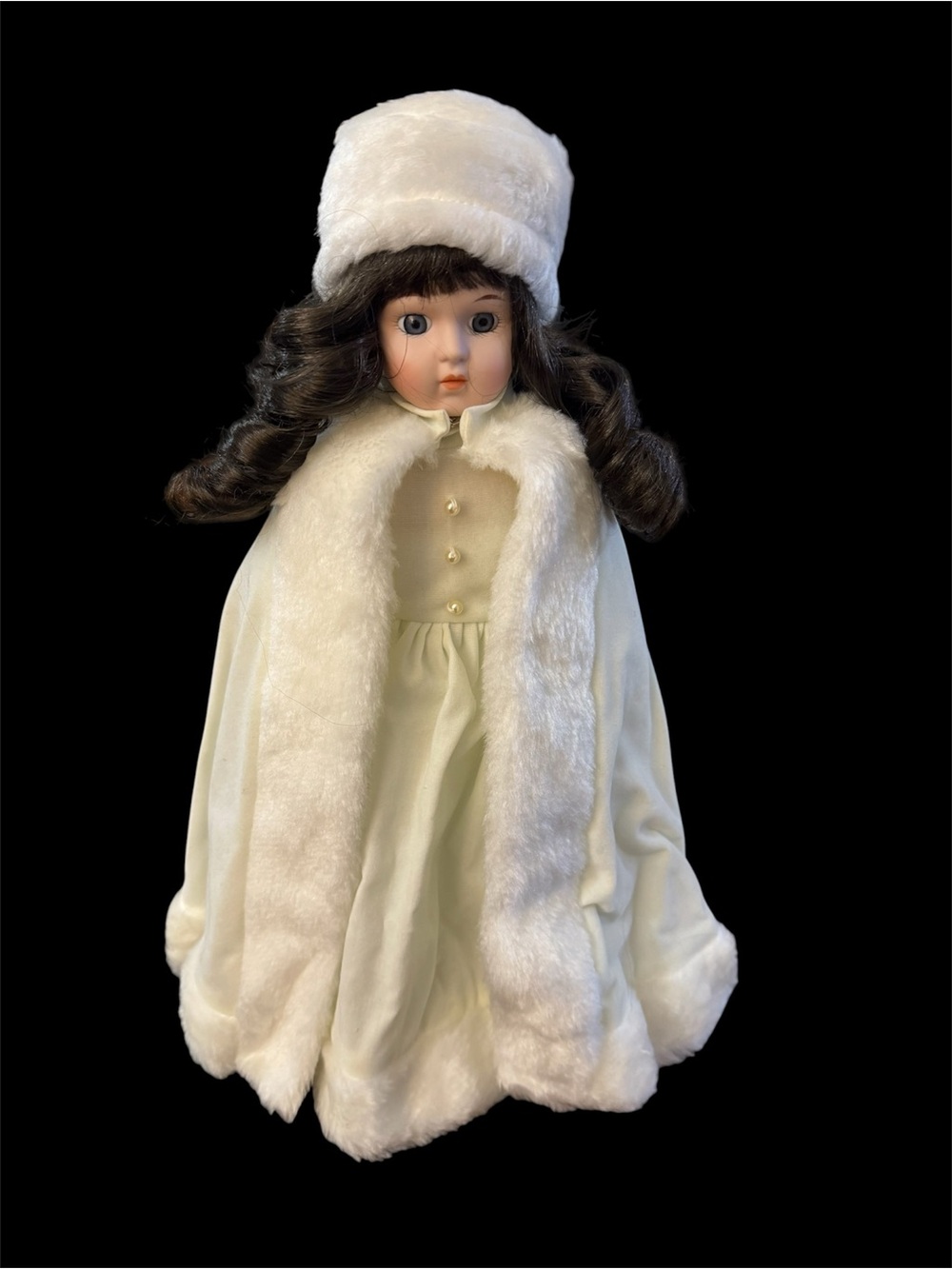 Vintage Porcelain Doll House of Lloyd 1988 Winter Outfit With Fur...